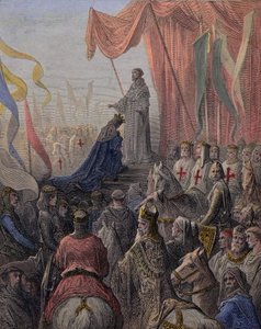 San Bernardo di Chiaravalle predica la seconda crociata alla presenza del re Luigi VII e della regina Eleonora d