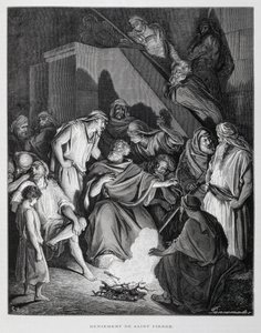 San Pietro rinnega Cristo, illustrazione dalla Bibbia di Doré da Gustave Dore