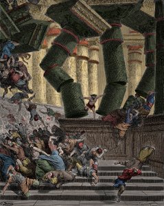 Sansone che abbatte il Tempio di Dagon Incisione di Gustave Dore (1832-1883)