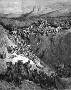 Sansone uccide i Filistei con una mascella di asino di Doré - Bibbia da Gustave Dore