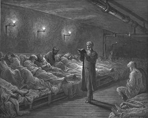 Lettore di Scritture in un Rifugio Notturno da Gustave Dore