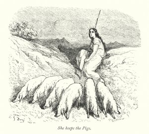 Lei tiene i maiali (incisione) da Gustave Dore