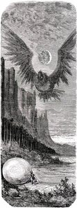 Sindbad il marinaio - racconto delle mille e una notte - illustrazione di Gustave Doré - edizione Maxwell 1865 - Secondo viaggio: Sindbad, avendo scoperto su un