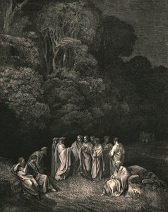 Così vidi uniti la brillante scuola di colui il monarca del canto sublime, c. 1890 da Gustave Dore