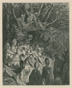 Spettatori che guardano una gara di barche da una riva del fiume da Gustave Dore