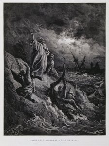 San Paolo sbarca a Malta, illustrazione dalla Bibbia di Doré