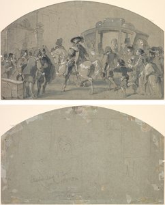 Scena di strada (recto); Schizzi (verso)