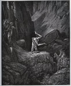 La penitenza acrobatica di Don Chisciotte nella Sierra Morena - da "Don Chisciotte della Mancia" di Miguel Cervantes (1547-1616) - xilografia dopo disegno di Gustave Doré