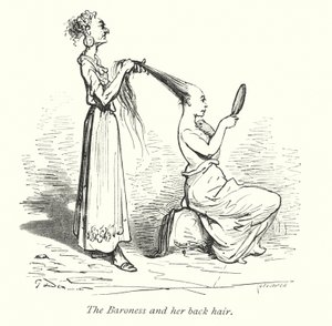 La baronessa e i suoi capelli sulla schiena (incisione)