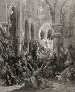I crociati massacrano gli abitanti di Cesarea, illustrazione da 