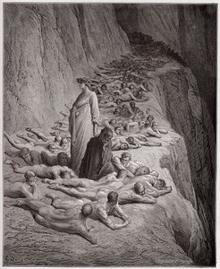 La Divina Commedia, Purgatorio, Canto 19: Le anime degli avari: Adriano V parla a Dante - di Dante Alighieri (1265-1321) - Illustrazione di Gustave Doré (1832-1883) da Gustave Dore