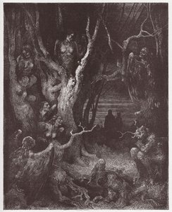La Divina Commedia, Inferno, Canto 13: Le Arpie nella foresta dei suicidi - di Dante Alighieri (1265-1321) - Illustrazione di Gustave Doré (1832-1883) da Gustave Dore