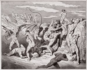 La Divina Commedia, Inferno, Canto 18: Diavoli e seduttori - di Dante Alighieri (1265-1321) - Illustrazione di Gustave Dore (1832-1883) da Gustave Dore