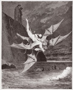 La Divina Commedia, Inferno, Canto 22: Alichino e Calcabrina si afferrano sopra la pece - di Dante Alighieri (1265-1321) - Illustrazione di Gustave Doré (1832-1883) da Gustave Dore