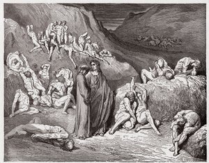 La Divina Commedia, Inferno, Canto 29: I falsari e i falsificatori tormentati dal prurito - di Dante Alighieri (1265-1321) - Illustrazione di Gustave Doré (1832-1883) da Gustave Dore
