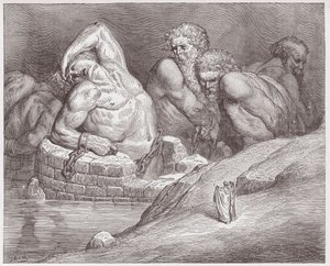 La Divina Commedia, Inferno, Canto 31: Efialte in catene tra i giganti - di Dante Alighieri (1265-1321) - Illustrazione di Gustave Doré (1832-1883). da Gustave Dore