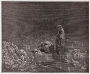 La Divina Commedia, Inferno, Canto 32: Dante si rivolge al traditore Bocca degli Abati - di Dante Alighieri (1265-1321) - Illustrazione di Gustave Doré (1832-1883). da Gustave Dore
