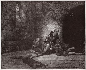 La Divina Commedia, Inferno, Canto 33: Gaddo muore davanti agli occhi del padre - di Dante Alighieri (1265-1321) - Illustrazione di Gustave Doré (1832-1883) da Gustave Dore