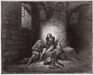 La Divina Commedia, Inferno, Canto 33: Ugolino e i suoi figli murati e affamati - di Dante Alighieri (1265-1321) - Illustrazione di Gustave Doré (1832-1883). da Gustave Dore