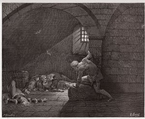 La Divina Commedia, Inferno, Canto 33: Ugolino nella cella con i suoi quattro figli morti - di Dante Alighieri (1265-1321) - Illustrazione di Gustave Doré (1832-1883) da Gustave Dore