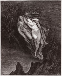 La Divina Commedia, Inferno, Canto 5: Le anime di Paolo e Francesca - Illustrazione di Gustave Doré da Gustave Dore