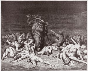 La Divina Commedia, Inferno, Canto 6: I golosi battuti dalla pioggia eterna - Illustrazione di Gustave Doré da Gustave Dore