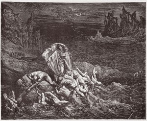 La Divina Commedia, Inferno, Canto 7: Virgilio mostra a Dante le anime degli iracondi nello Stige - di Dante Alighieri (1265-1321) - Illustrazione di Gustave Doré (1832-1883) da Gustave Dore