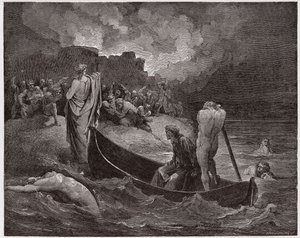 La Divina Commedia, Inferno, Canto 8: Virgilio e Dante sbarcano alla cittadella di Dite - di Dante Alighieri (1265-1321) - Illustrazione di Gustave Doré (1832-1883) da Gustave Dore