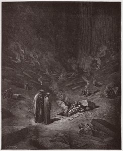 La Divina Commedia, Inferno, Canto 9: I sepolcri ardenti degli eresiarchi - di Dante Alighieri (1265-1321) - Illustrazione di Gustave Doré (1832-1883) da Gustave Dore