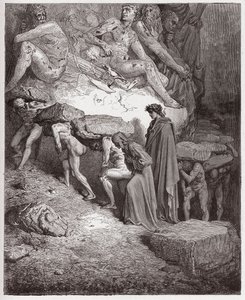 La Divina Commedia, Purgatorio, Canto 11: Le anime dei superbi, portando pietre pesanti - di Dante Alighieri (1265-1321) - Illustrazione di Gustave Doré (1832-1883)