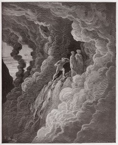 La Divina Commedia, Purgatorio, Canto 16: Marco Lombardo segue i poeti attraverso il fumo - di Dante Alighieri (1265-1321) - Illustrazione di Gustave Doré (1832-1883) da Gustave Dore