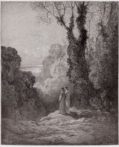 La Divina Commedia, Purgatorio, Canto 1: I poeti contemplano la bellezza di Venere nel cielo del mattino - di Dante Alighieri (1265-1321) - Illustrazione di Gustave Doré (1832-1883)