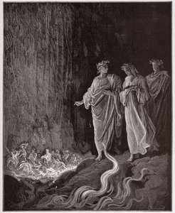 La Divina Commedia, Purgatorio, Canto 25: I poeti nel settimo cerchio - di Dante Alighieri (1265-1321) - Illustrazione di Gustave Doré (1832-1883) da Gustave Dore