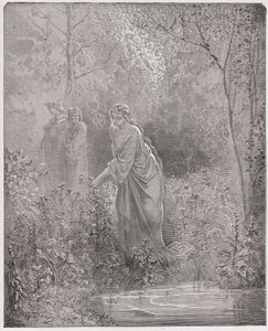 La Divina Commedia, Purgatorio, Canto 27: Il sogno di Dante di Lia nel prato - di Dante Alighieri (1265-1321) - Illustrazione di Gustave Doré (1832-1883) da Gustave Dore