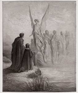 La Divina Commedia, Purgatorio, Canto 2: Il pilota celeste sbarca la barca - di Dante Alighieri (1265-1321) - Illustrazione di Gustave Doré (1832-1883). da Gustave Dore