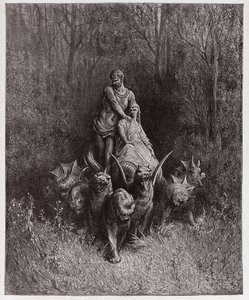 La Divina Commedia, Purgatorio, Canto 32: Il gigante e la prostituta nel carro - di Dante Alighieri (1265-1321) - Illustrazione di Gustave Doré (1832-1883) da Gustave Dore