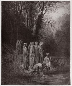 La Divina Commedia, Purgatorio, Canto 33: Dante beve dal fiume Eunoè - di Dante Alighieri (1265-1321) - Illustrazione di Gustave Doré (1832-1883) da Gustave Dore