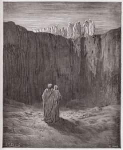 La Divina Commedia, Purgatorio, Canto 3: La compagnia delle anime sulla scogliera - di Dante Alighieri (1265-1321) - Illustrazione di Gustave Doré (1832-1883) da Gustave Dore