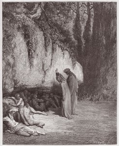 La Divina Commedia, Purgatorio, Canto 4: Le anime indolenti accanto alla roccia - di Dante Alighieri (1265-1321) - Illustrazione di Gustave Doré (1832-1883) da Gustave Dore