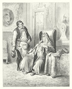 Le favole di La Fontaine: Il ciabattino e il banchiere (incisione) da Gustave Dore