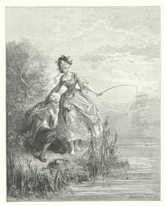 Le favole di La Fontaine: Il pesce e il pastore che suonava il clarinetto (incisione)