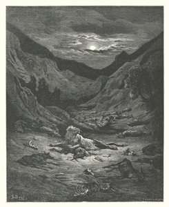 Le Favole di La Fontaine: Il Leone (incisione) da Gustave Dore