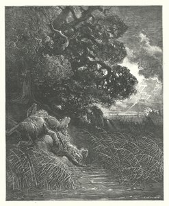 Le favole di La Fontaine: La quercia e la canna (incisione) da Gustave Dore
