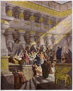 La festa di Baldassarre - incisione in "La Bibbia illustrata" di Gustave Doré (1832-1883) - Incisione da "La Bibbia di Doré"