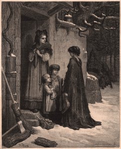 La cicala e la formica, illustrazione dalla favola di Jean de la Fontaine da Gustave Dore
