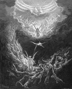 Il Giudizio Universale. Libro della Rivelazione 20:11. Illustrazione di Gustave Doré 1865-1866. Incisione su legno da Gustave Dore