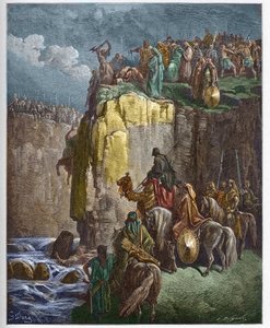 Il massacro dei profeti di Baal - Il profeta Elia fa perire i sacerdoti di Baal - incisione in 