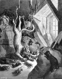 Il gatto e il vecchio topo - in "Fables" di La Fontaine, ill. di Gustave Doré