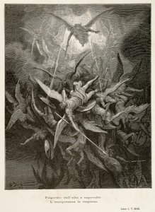La caduta degli angeli, scena da Paradiso Perduto da Gustave Dore