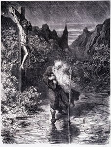 Il Giudeo errante passando vicino a un Calvario - in "La leggenda del Giudeo errante" di Gustave Doré, Libreria del Negozio Pittoresco da Gustave Dore